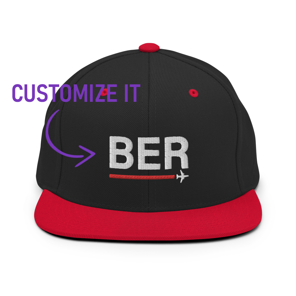 Bestickte Snapback Kappe Black Red Airport Snapback Cap Cockpitstore