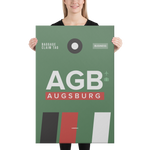 Load image into Gallery viewer, Leinwanddruck AGB - Augsburg Flughafen Code
