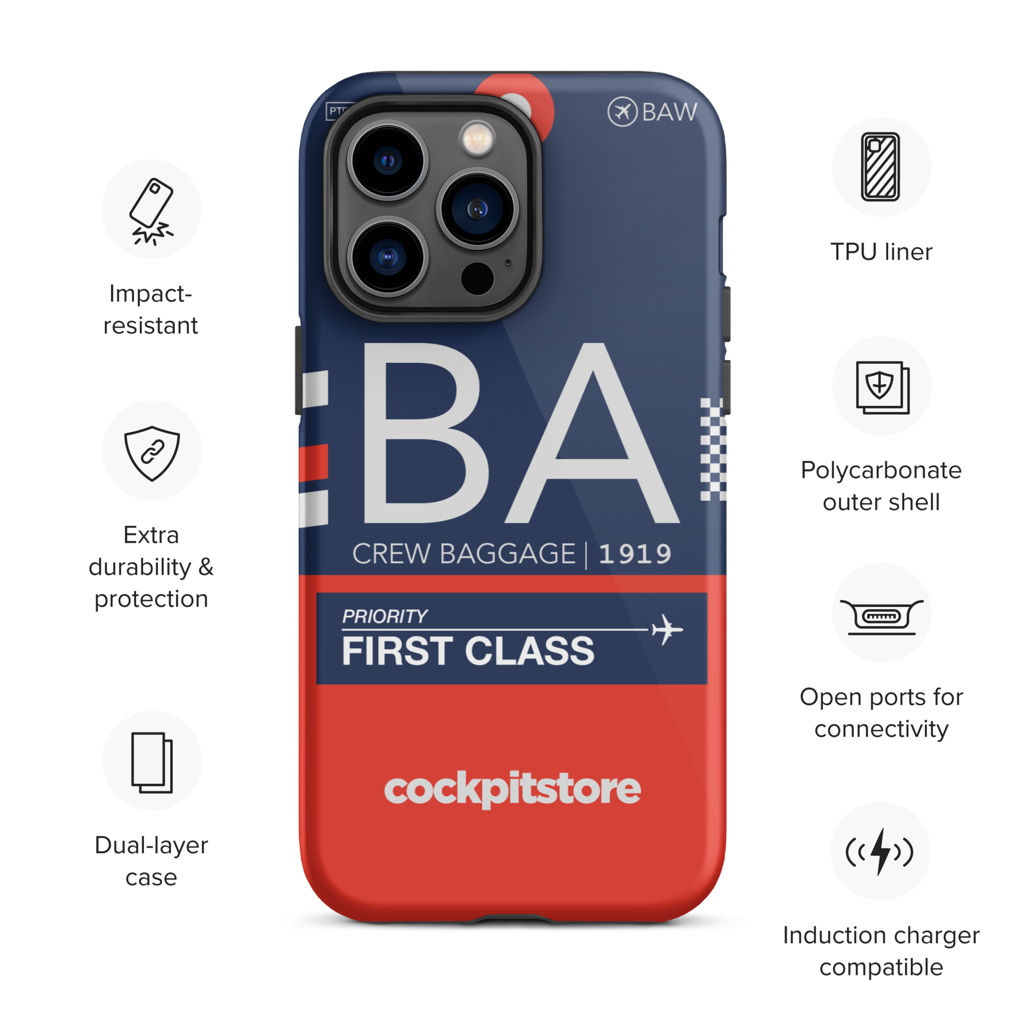 BA - Airline iPhone Tough Case mit Flughafencode