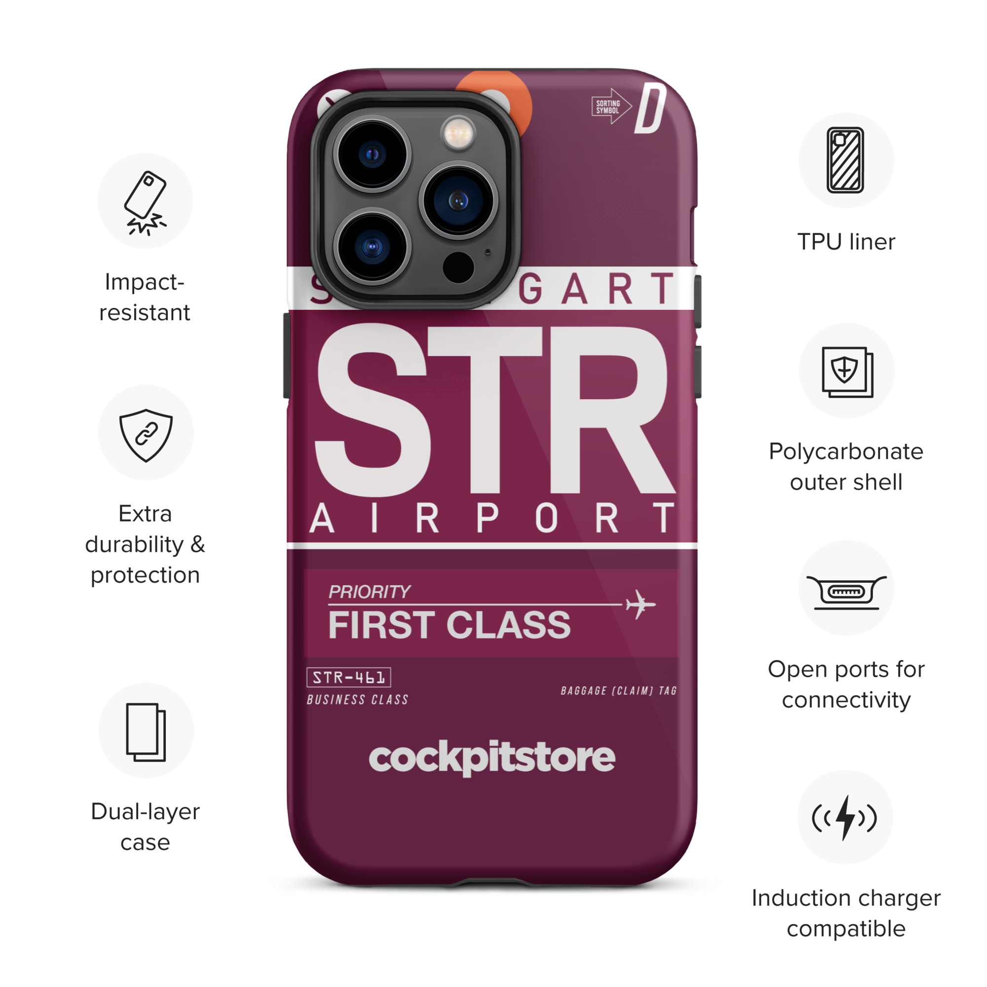 STR - Stuttgart iPhone Tough Case mit Flughafencode