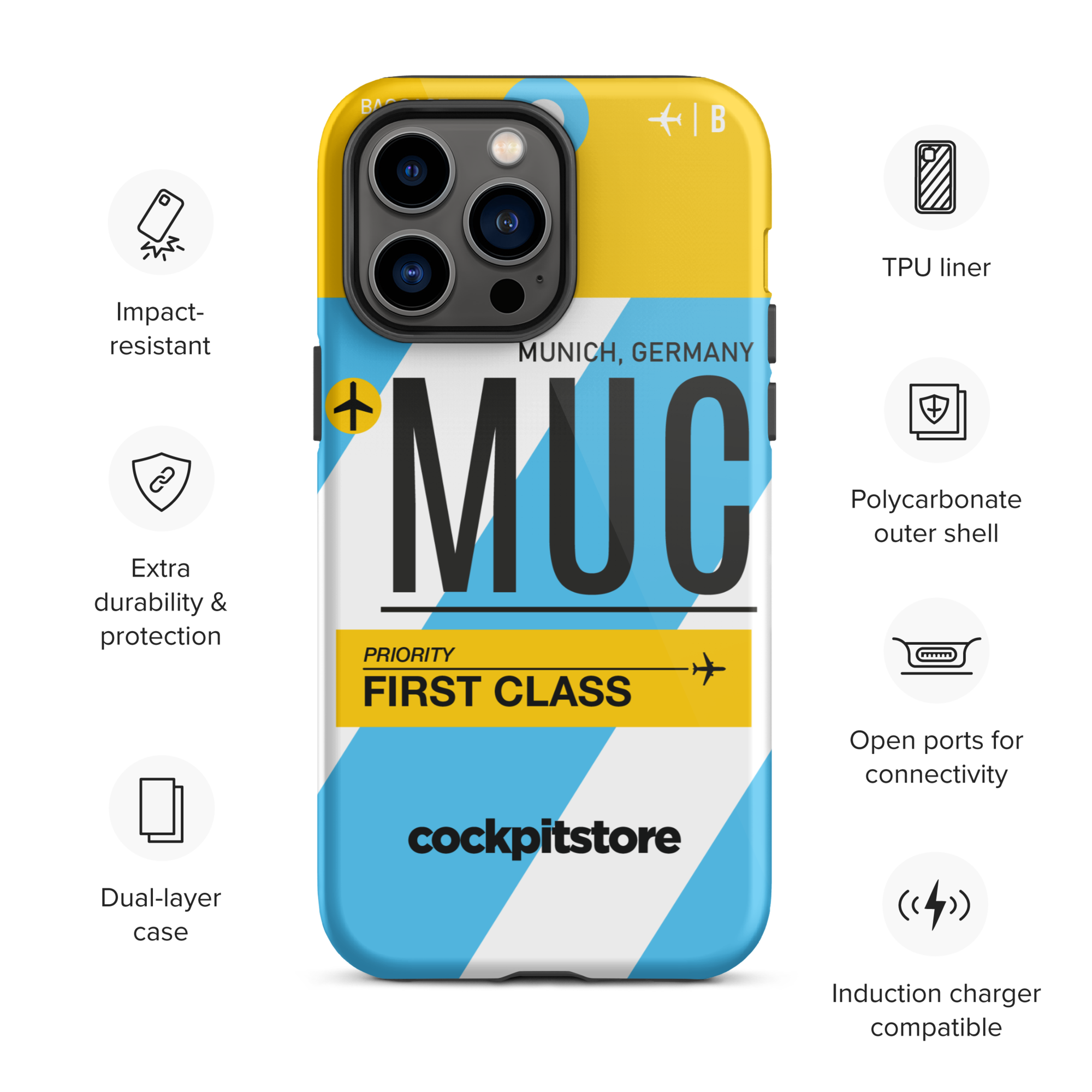 MUC - Munich iPhone Tough Case mit Flughafencode