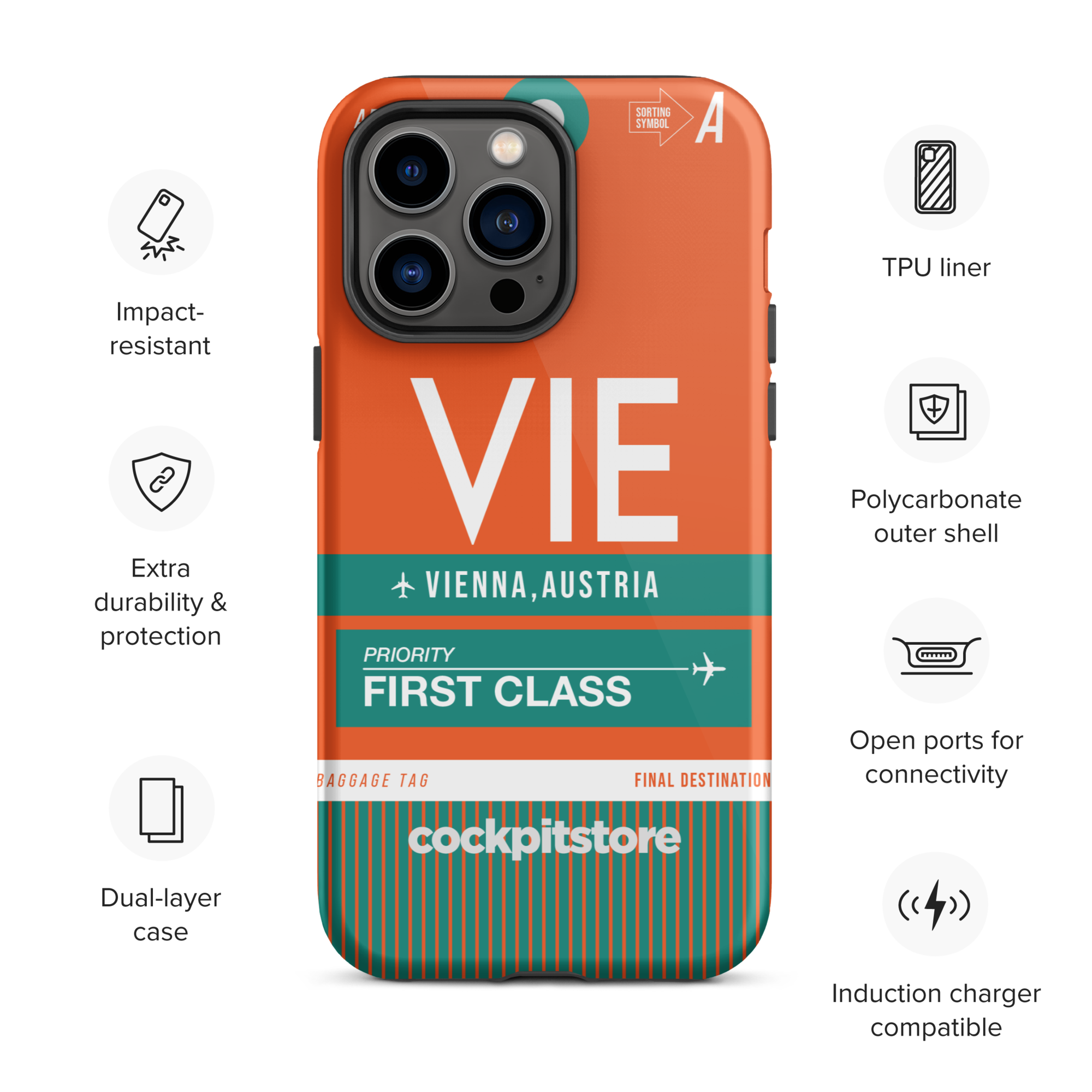 VIE - Vienna iPhone Tough Case mit Flughafencode