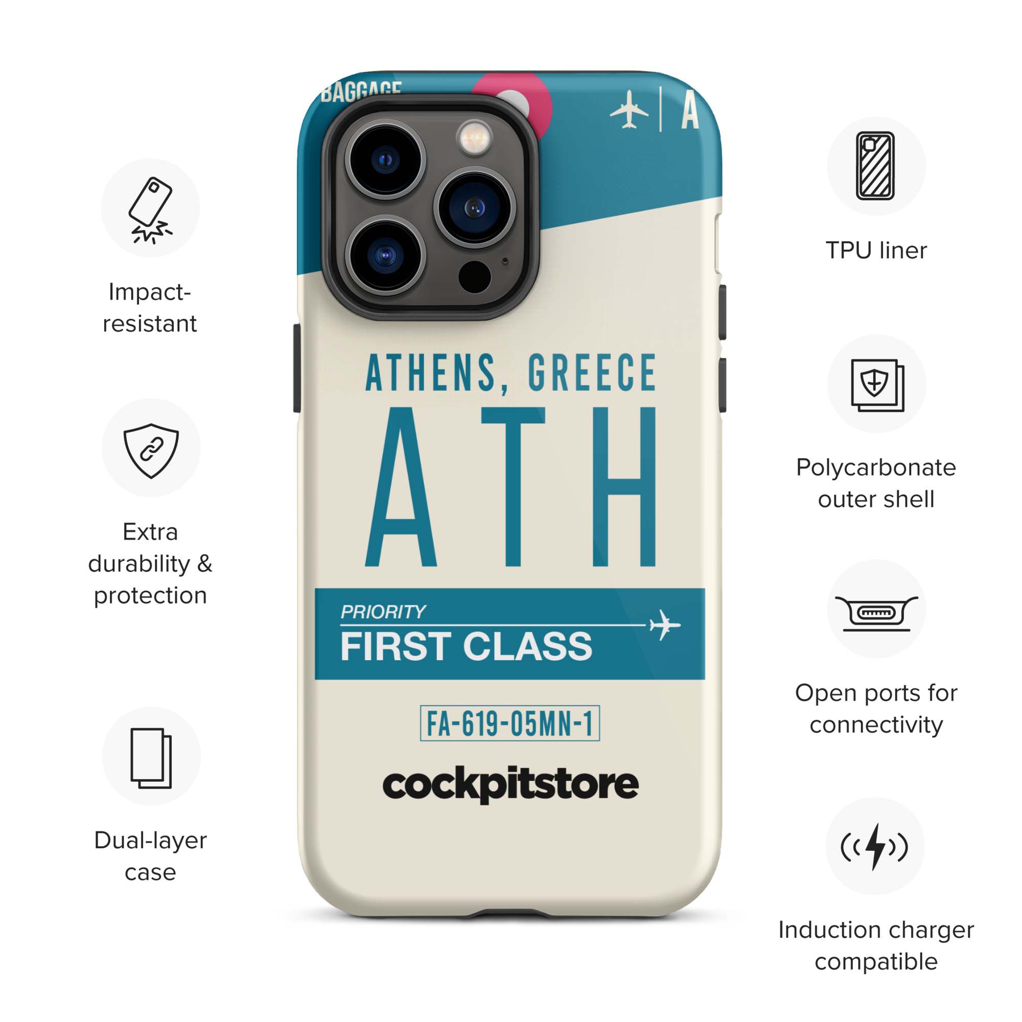 ATH - Athens iPhone Tough Case mit Flughafencode