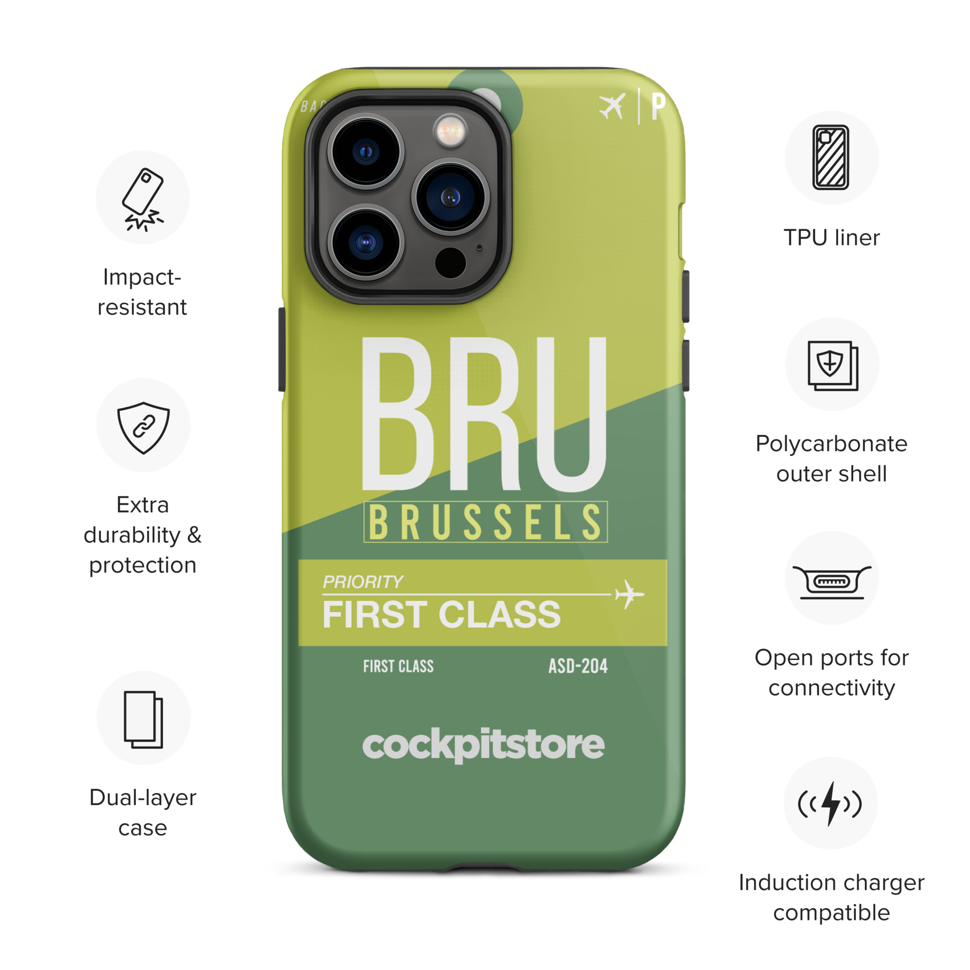 BRU - Brussels iPhone Tough Case mit Flughafencode