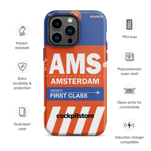 AMS - Amsterdam iPhone Tough Case mit Flughafencode