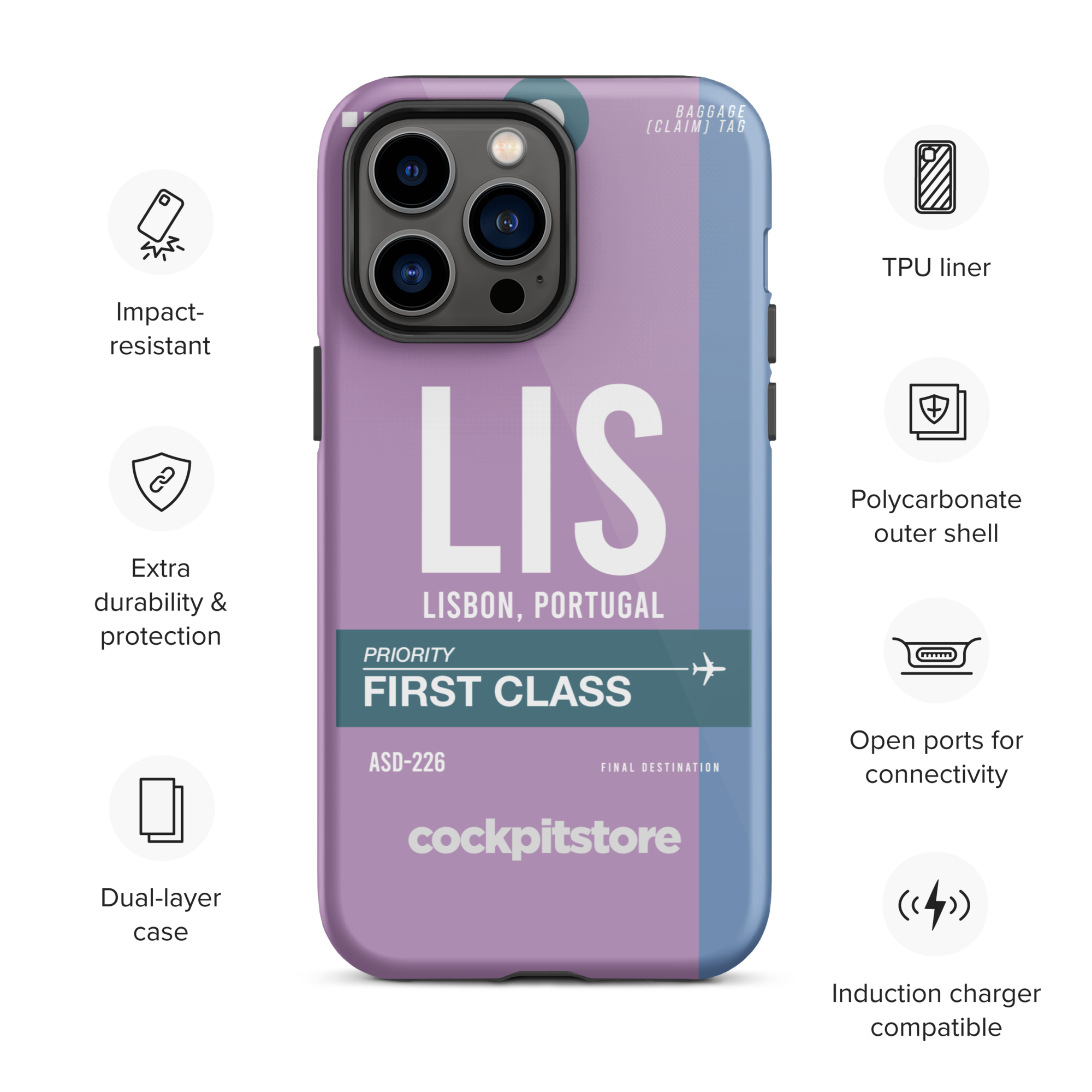 LIS - Lisbon iPhone Tough Case mit Flughafencode