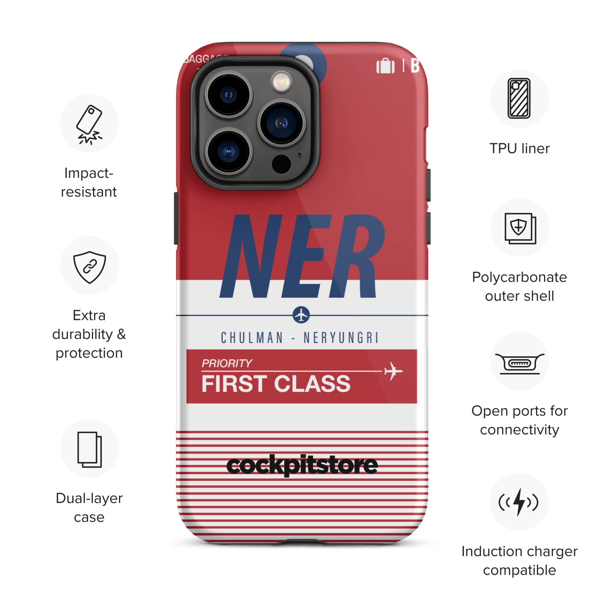 NER - Neryungri iPhone Tough Case mit Flughafencode