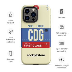 CDG - Paris iPhone Tough Case mit Flughafencode