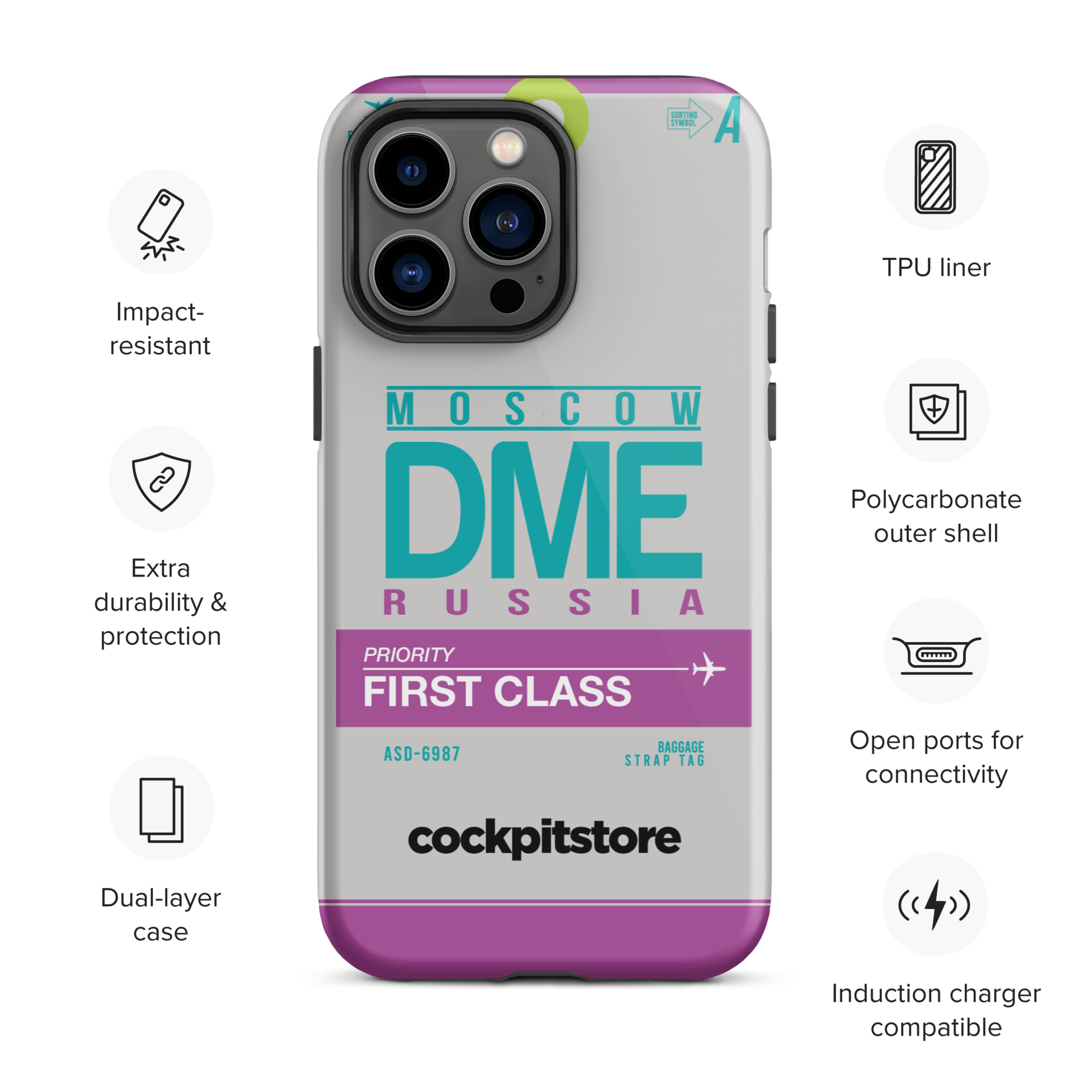 DME - Moscow iPhone Tough Case mit Flughafencode