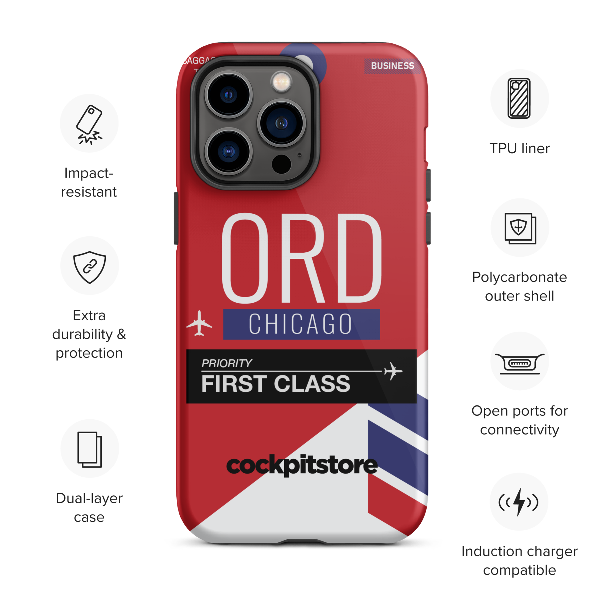 ORD - Chicago iPhone Tough Case mit Flughafencode