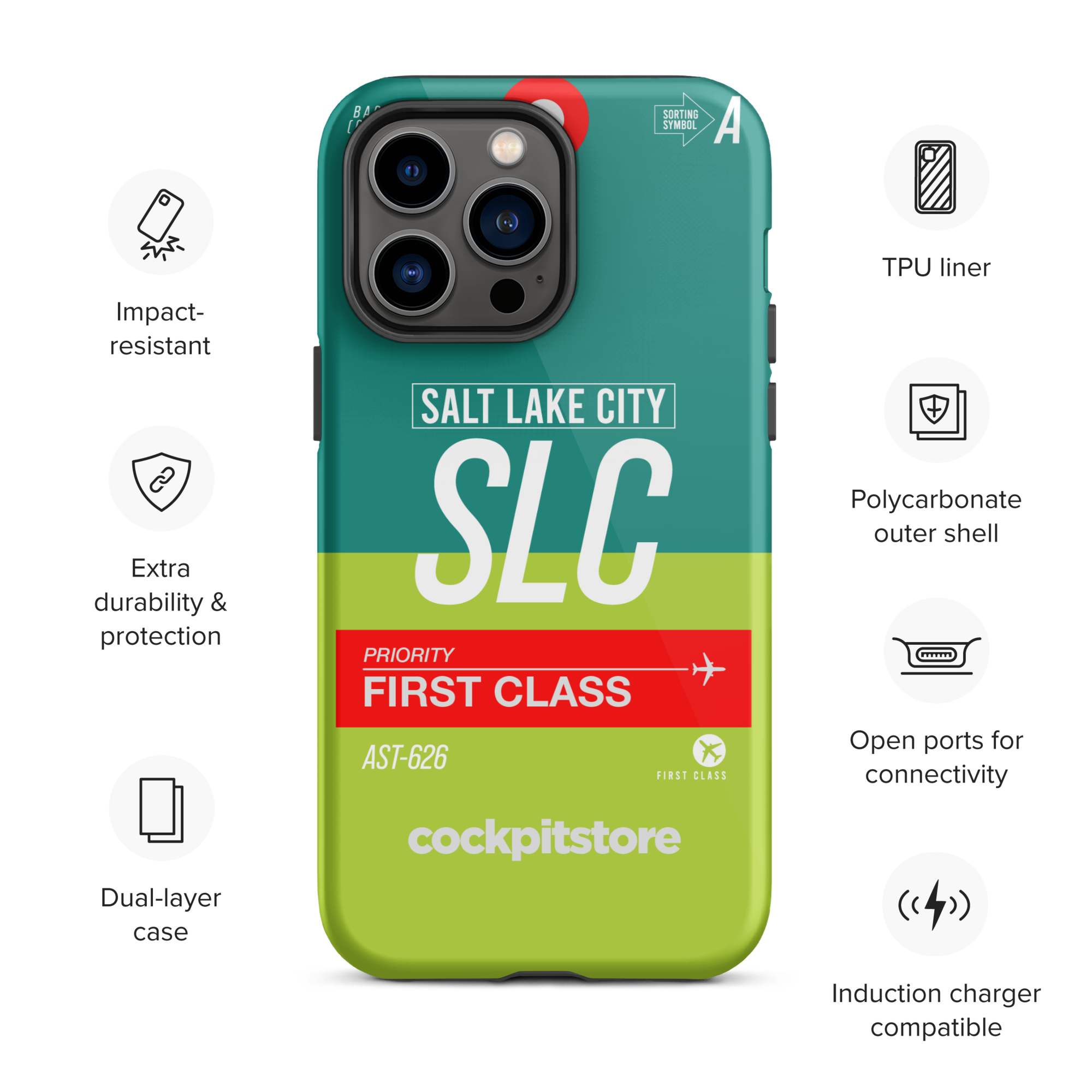 SLC - Salt Lake City iPhone Tough Case mit Flughafencode