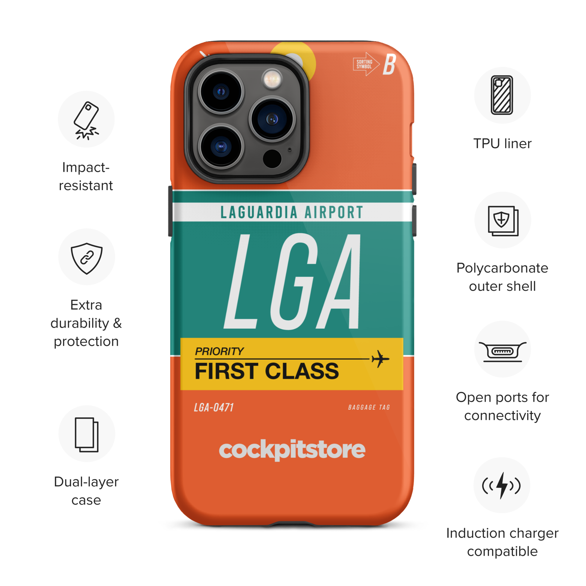 LGA - LaGuardia iPhone Tough Case mit Flughafencode