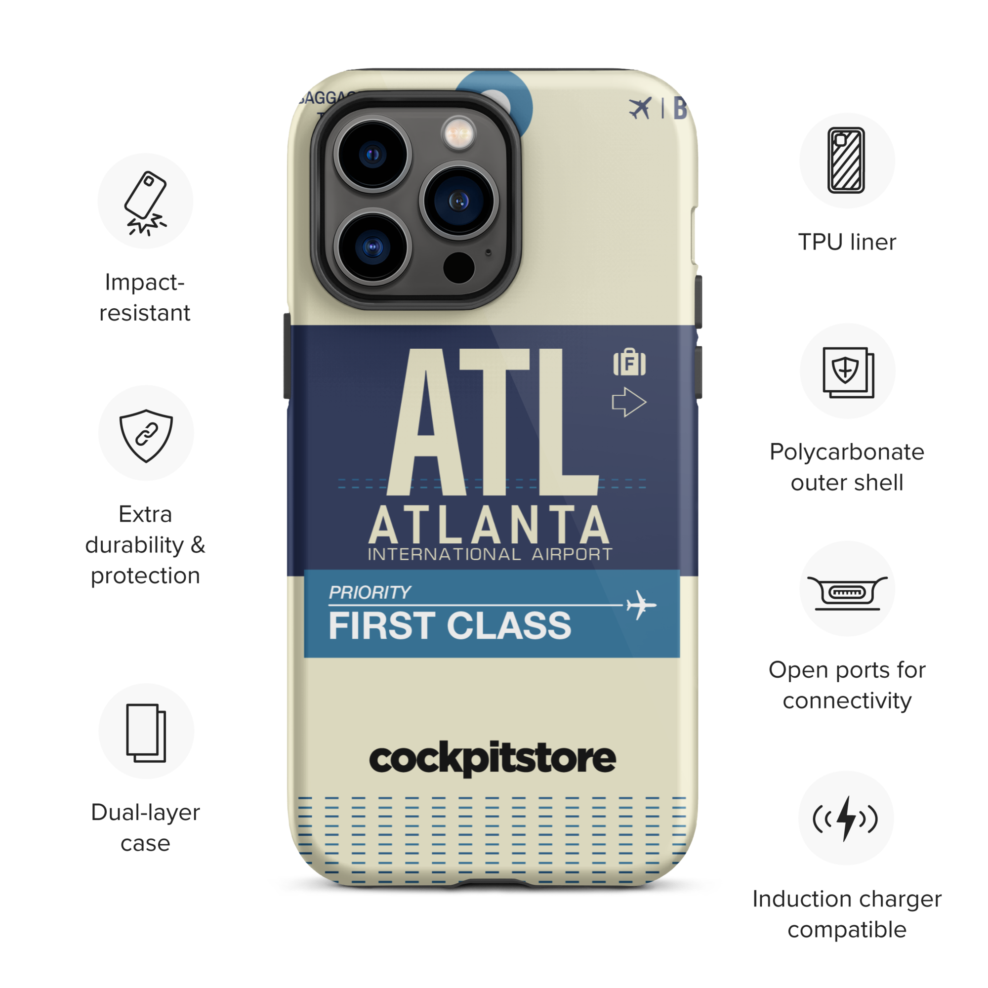 ATL - Atlanta iPhone Tough Case mit Flughafencode