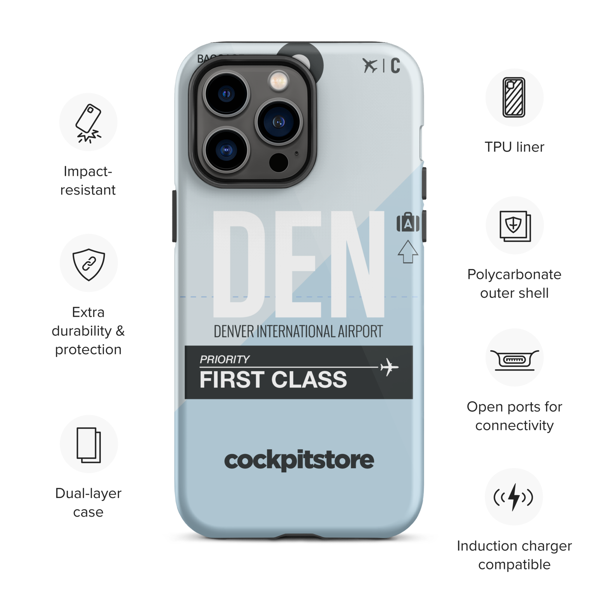 DEN - Denver iPhone Tough Case mit Flughafencode