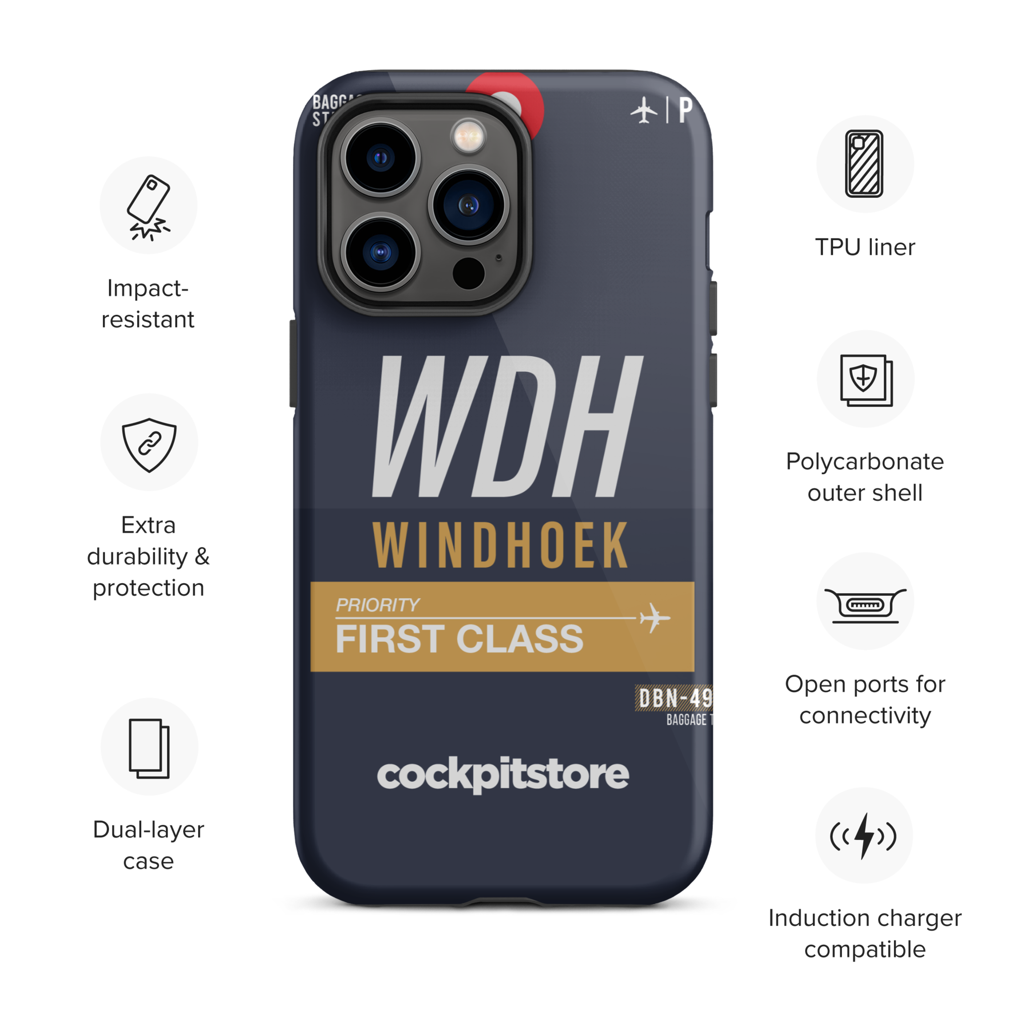 WDH - Windhoek iPhone Tough Case mit Flughafencode