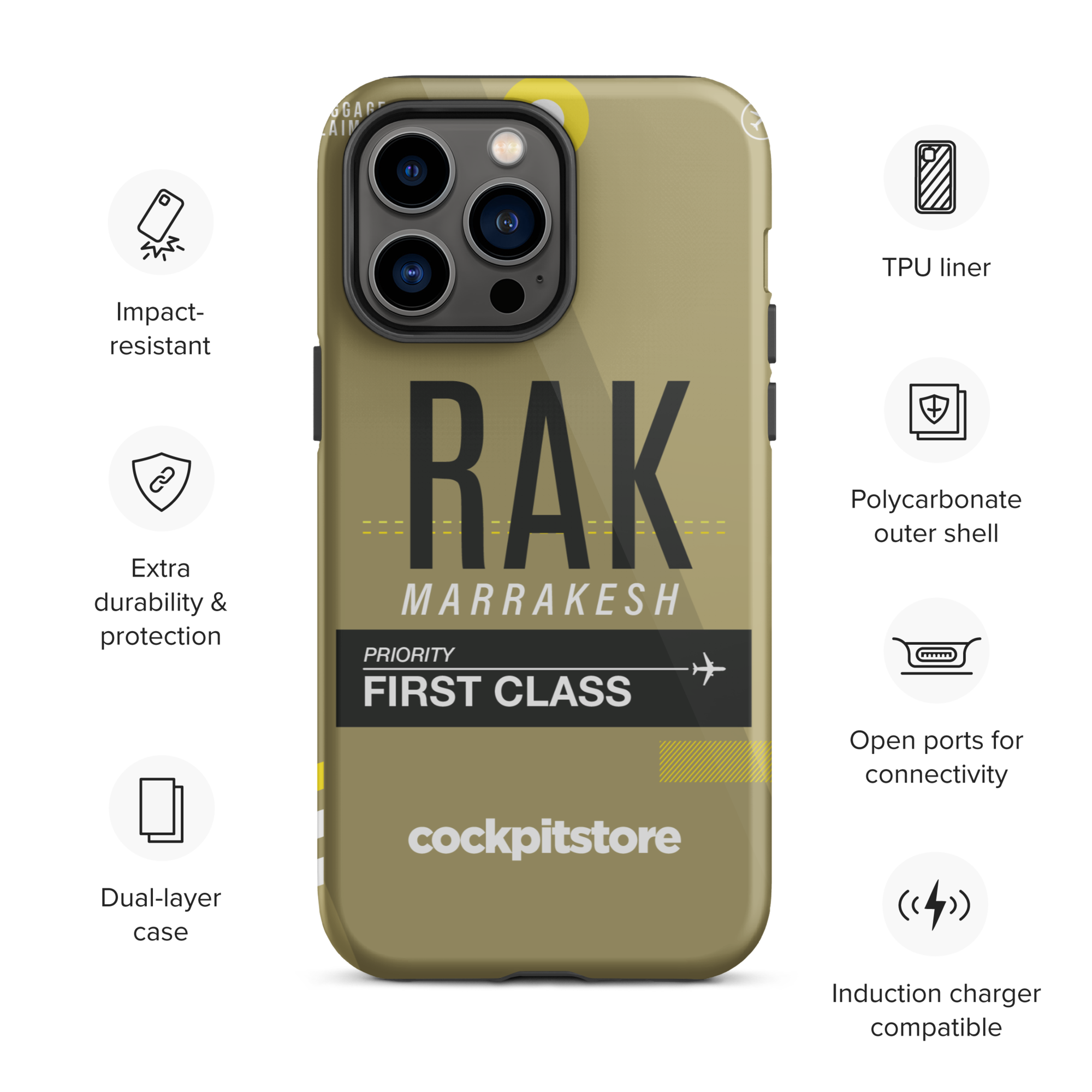 RAK - Marrakesh iPhone Tough Case mit Flughafencode