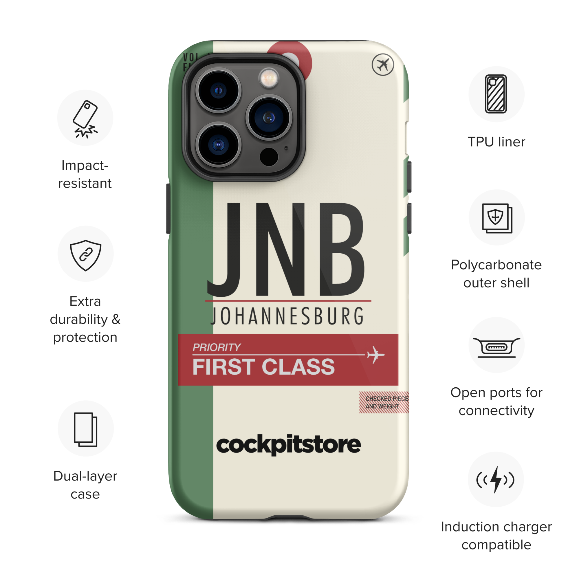 JNB - Johannesburg iPhone Tough Case mit Flughafencode