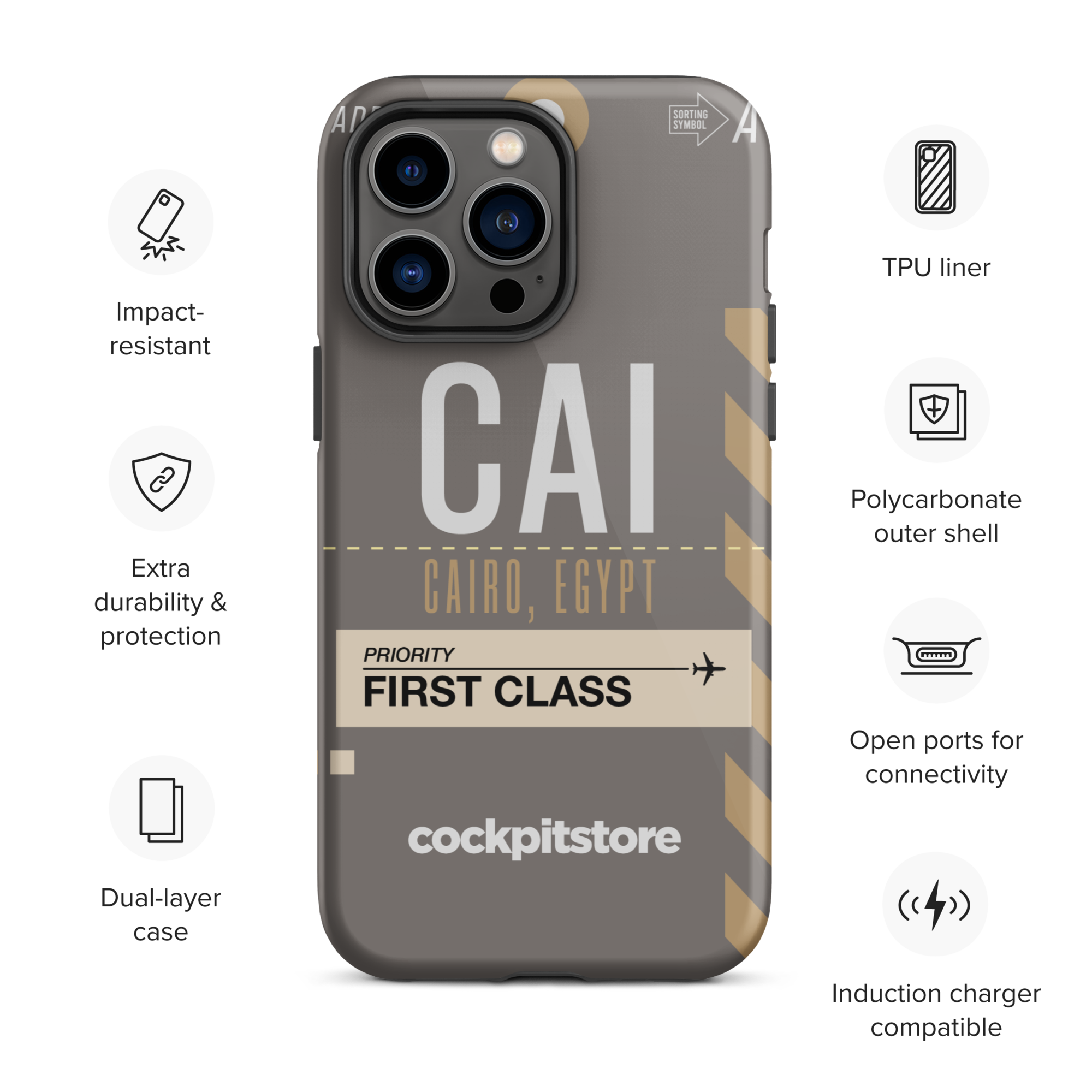 CAI - Cairo iPhone Tough Case mit Flughafencode