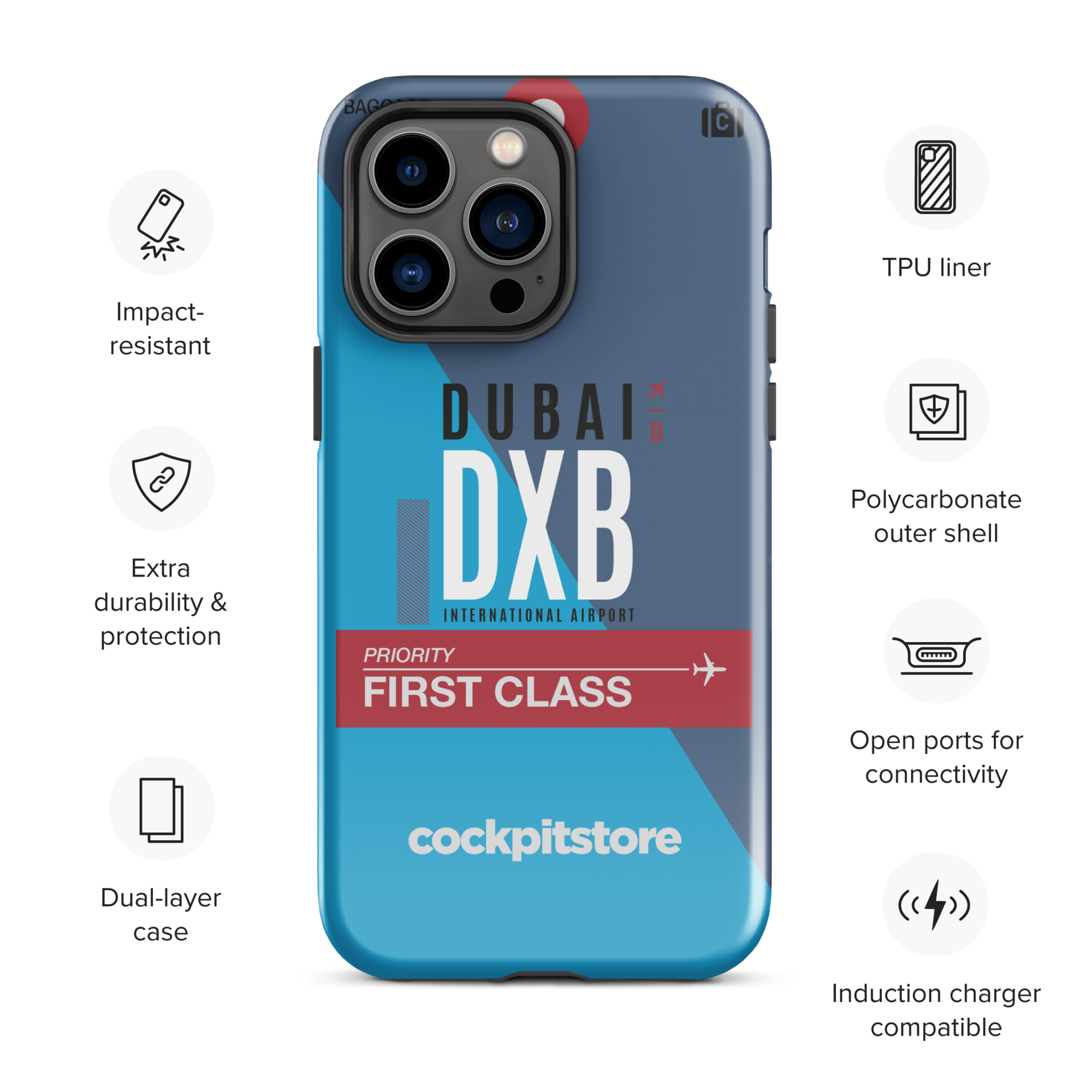 DXB - Dubai iPhone Tough Case mit Flughafencode