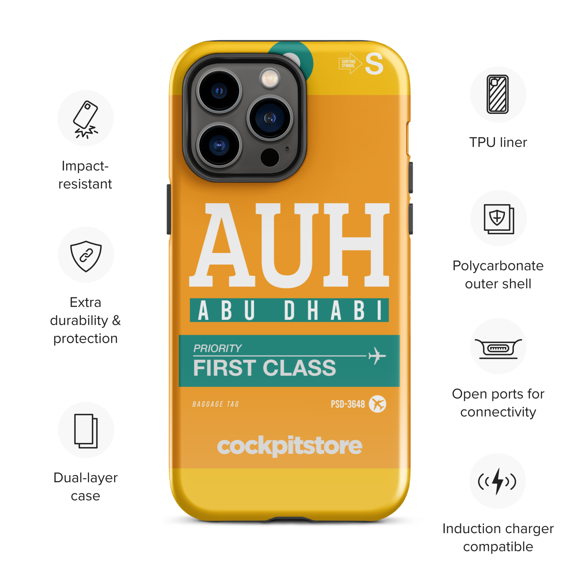 AUH - Abu Dhabi iPhone Tough Case mit Flughafencode