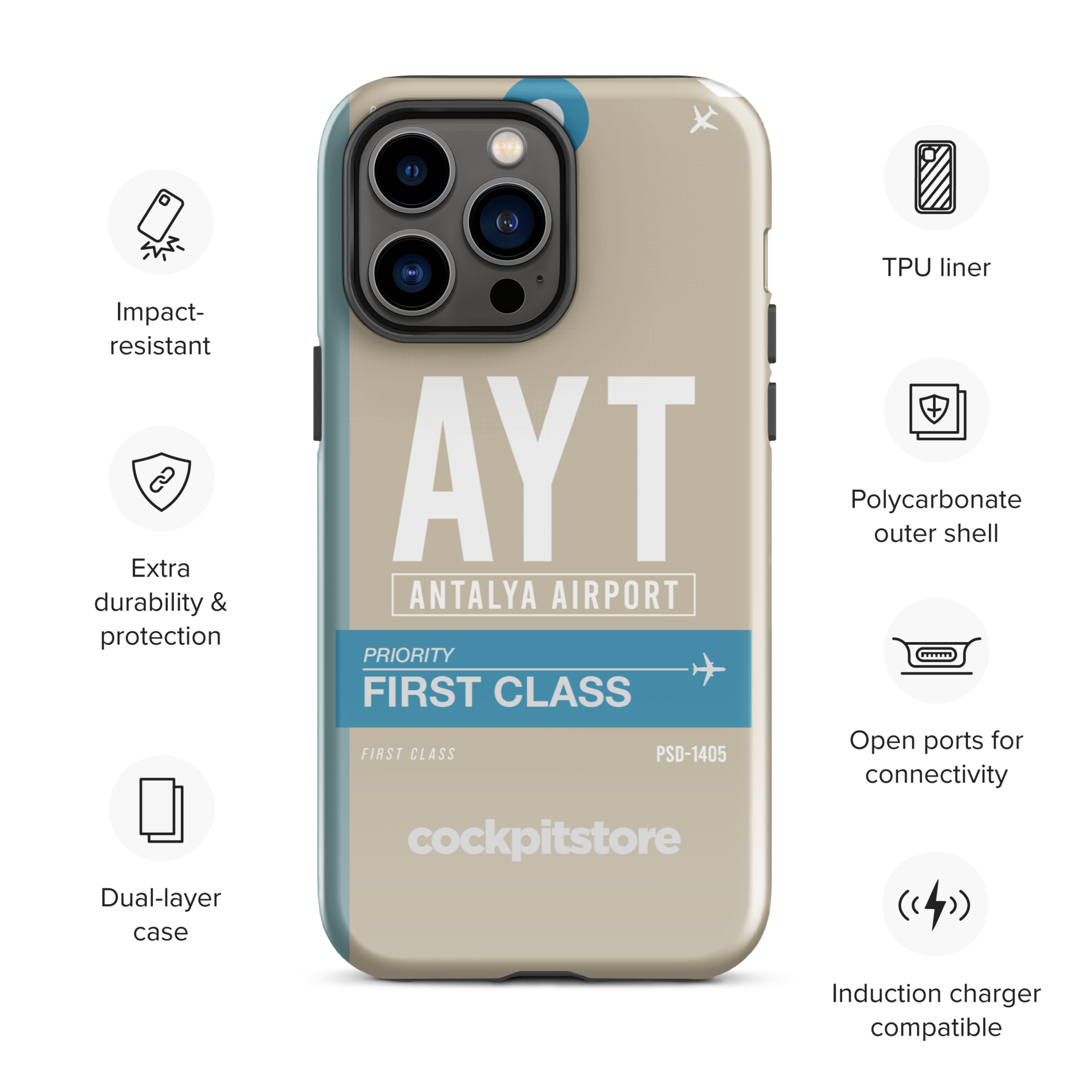 AYT - Antalya iPhone Tough Case mit Flughafencode