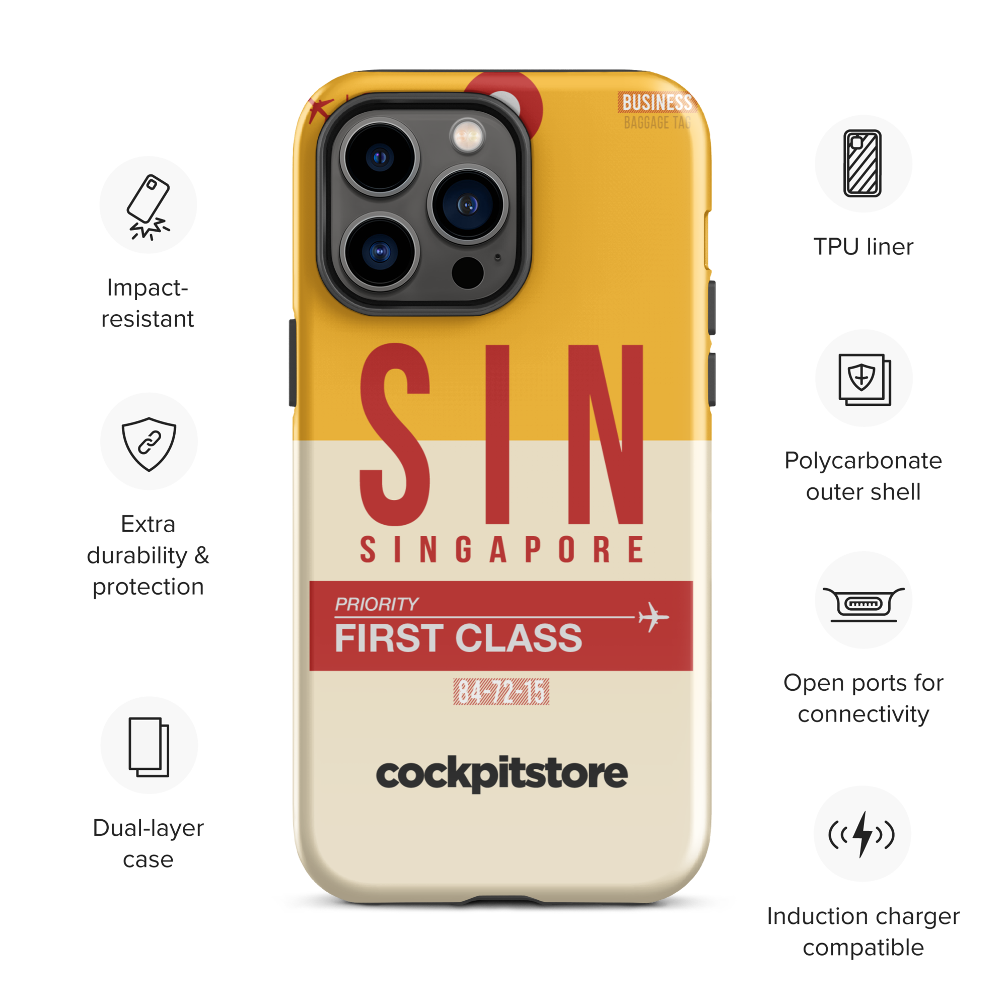 SIN - Singapore iPhone Tough Case mit Flughafencode