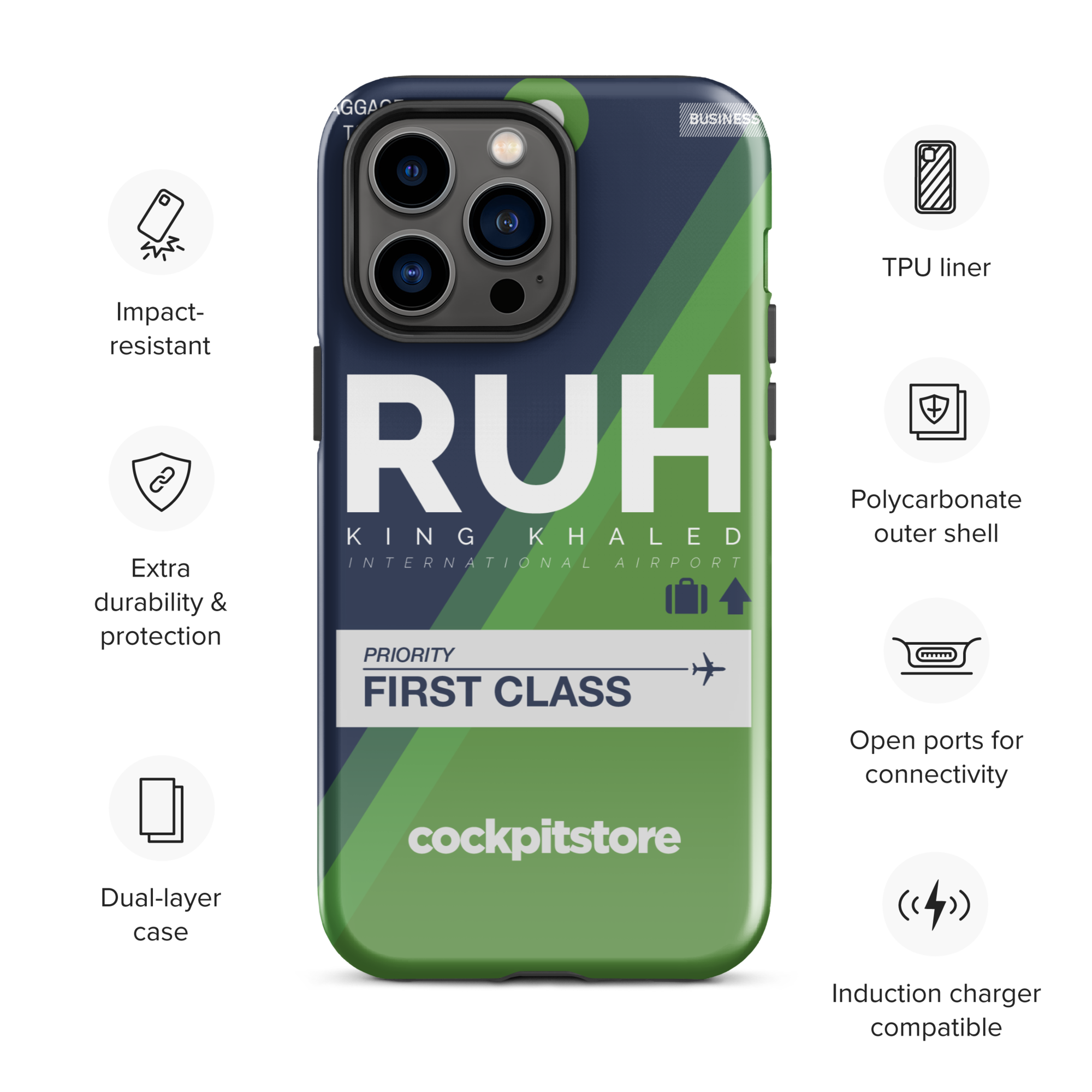 RUH - Riyadh iPhone Tough Case mit Flughafencode