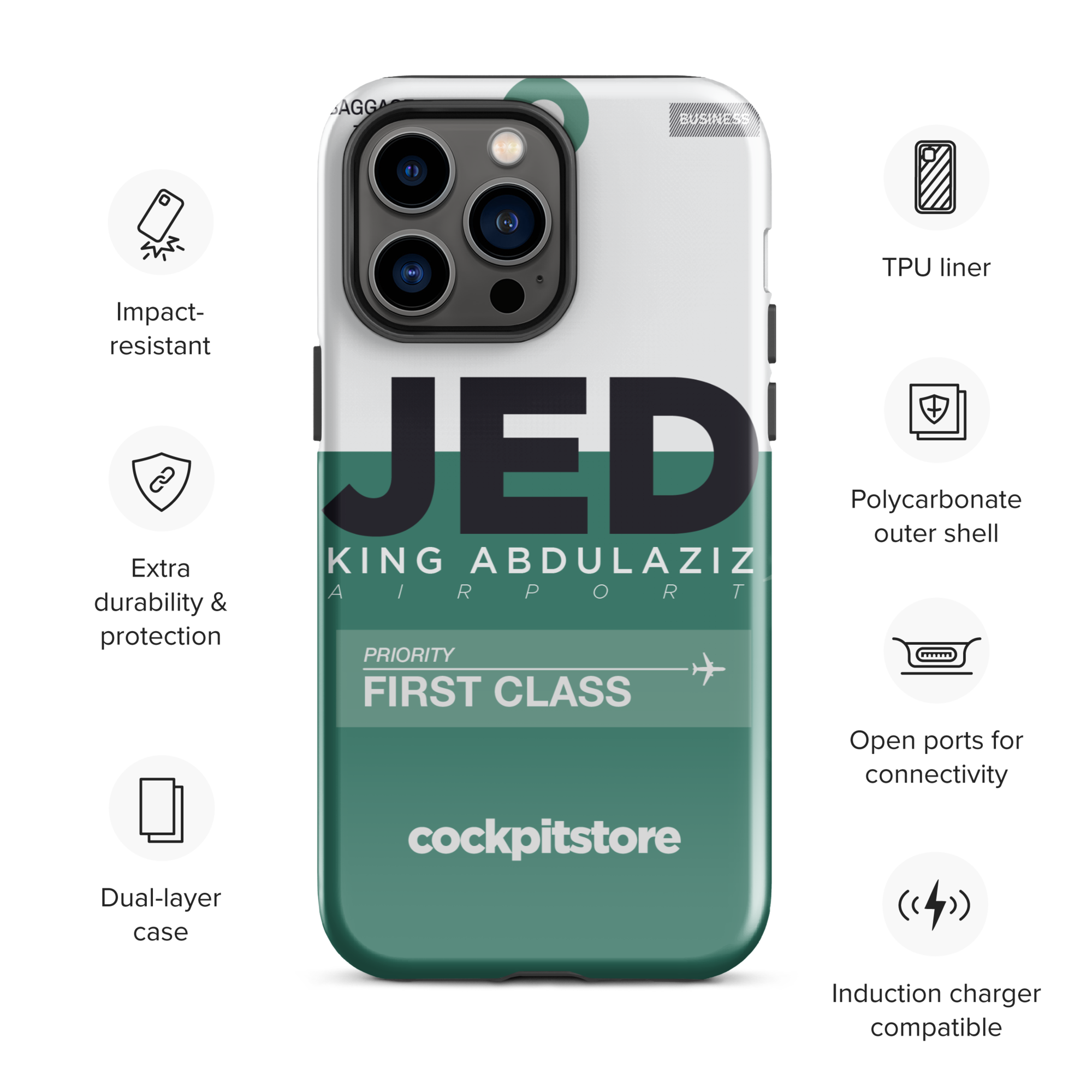 JED - Jeddah iPhone Tough Case mit Flughafencode