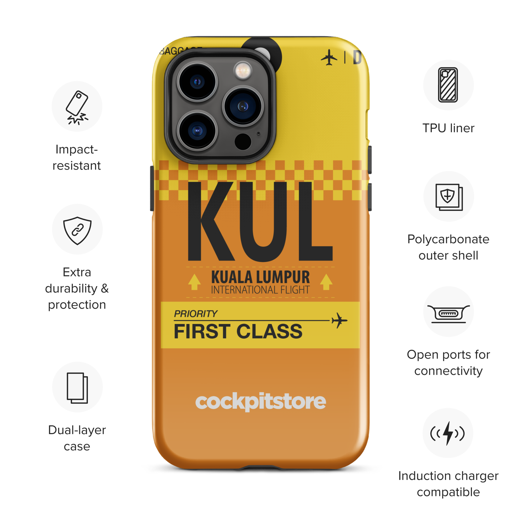 KUL - Kuala Lumpur iPhone Tough Case mit Flughafencode