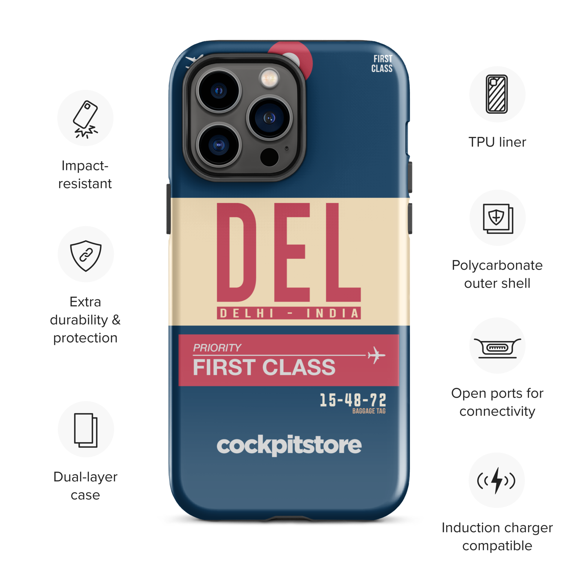 DEL - Delhi iPhone Tough Case mit Flughafencode