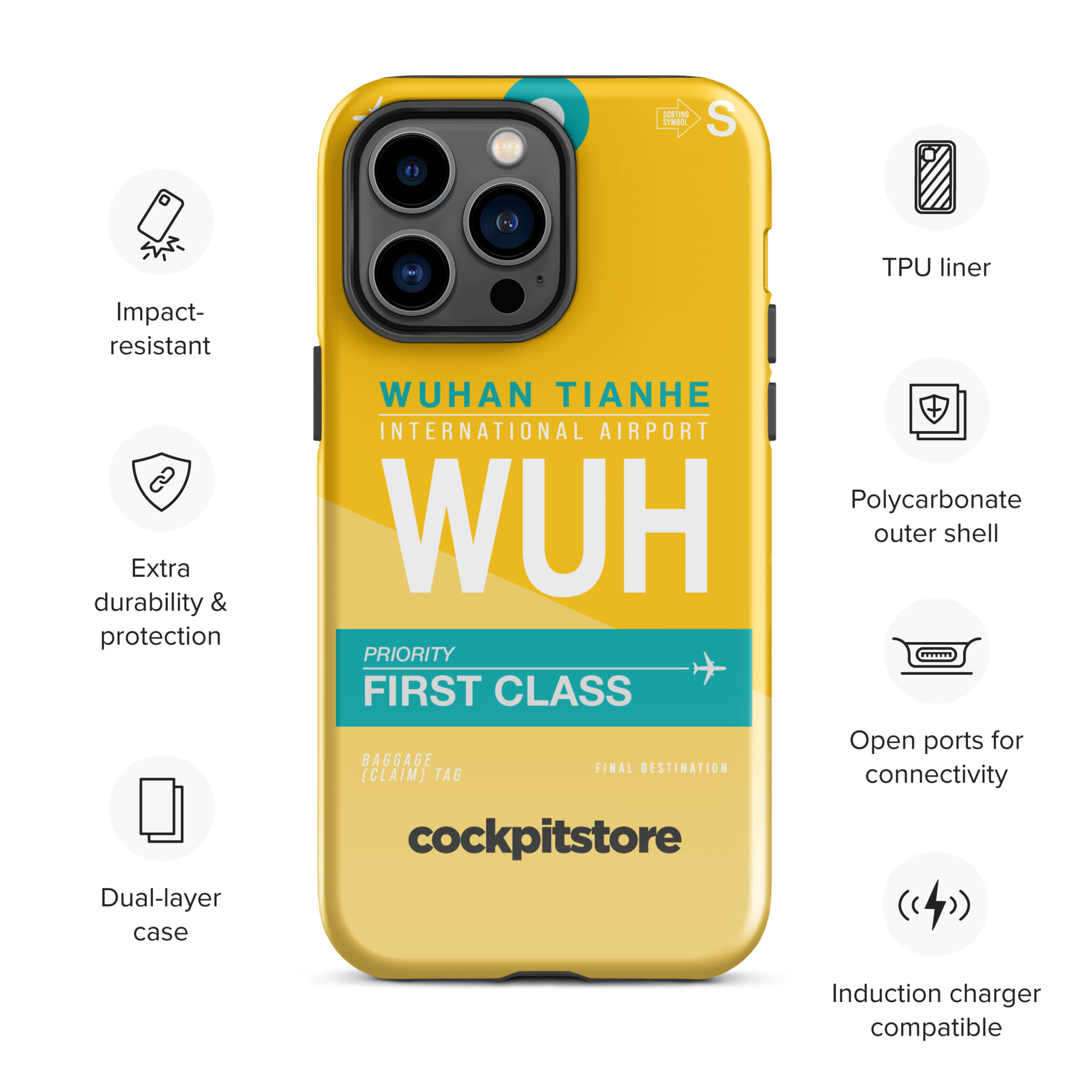 WUH - Wuhan - Tianhe iPhone Tough Case mit Flughafencode