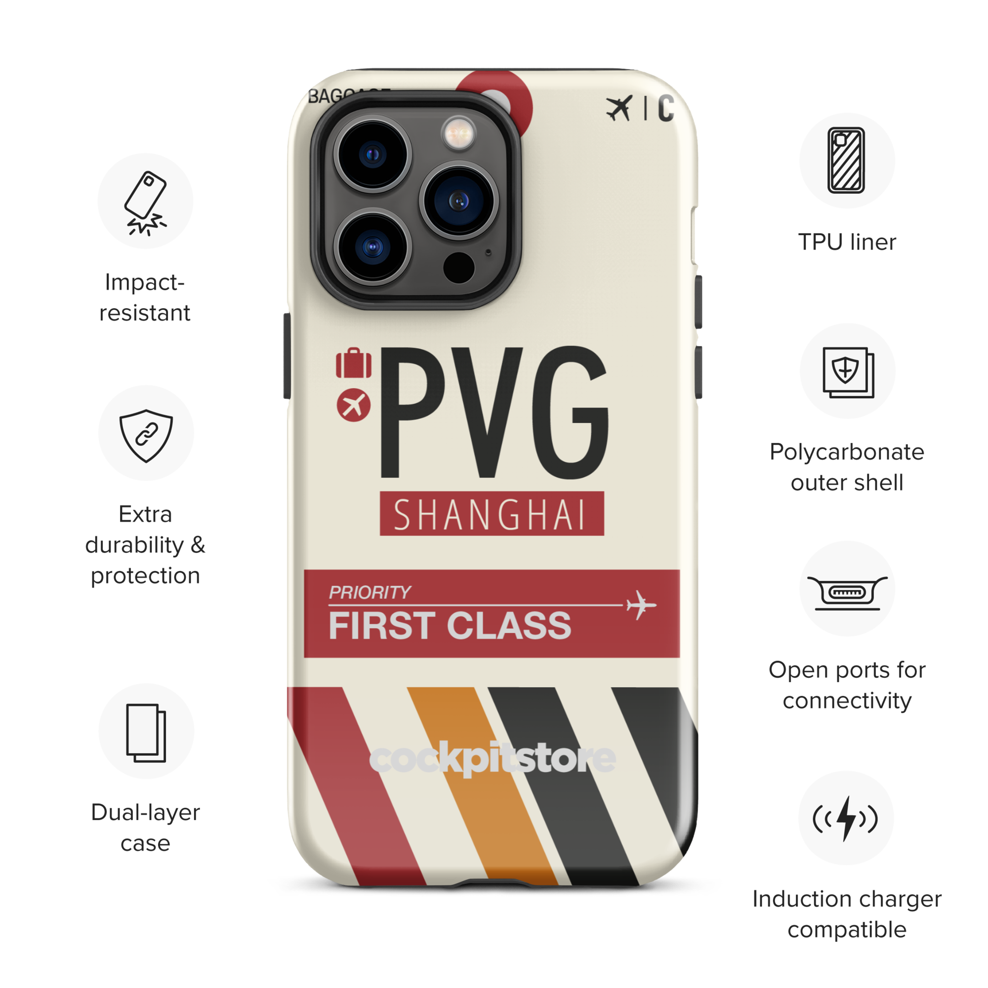 PVG - Shanghai - Pudong iPhone Tough Case mit Flughafencode