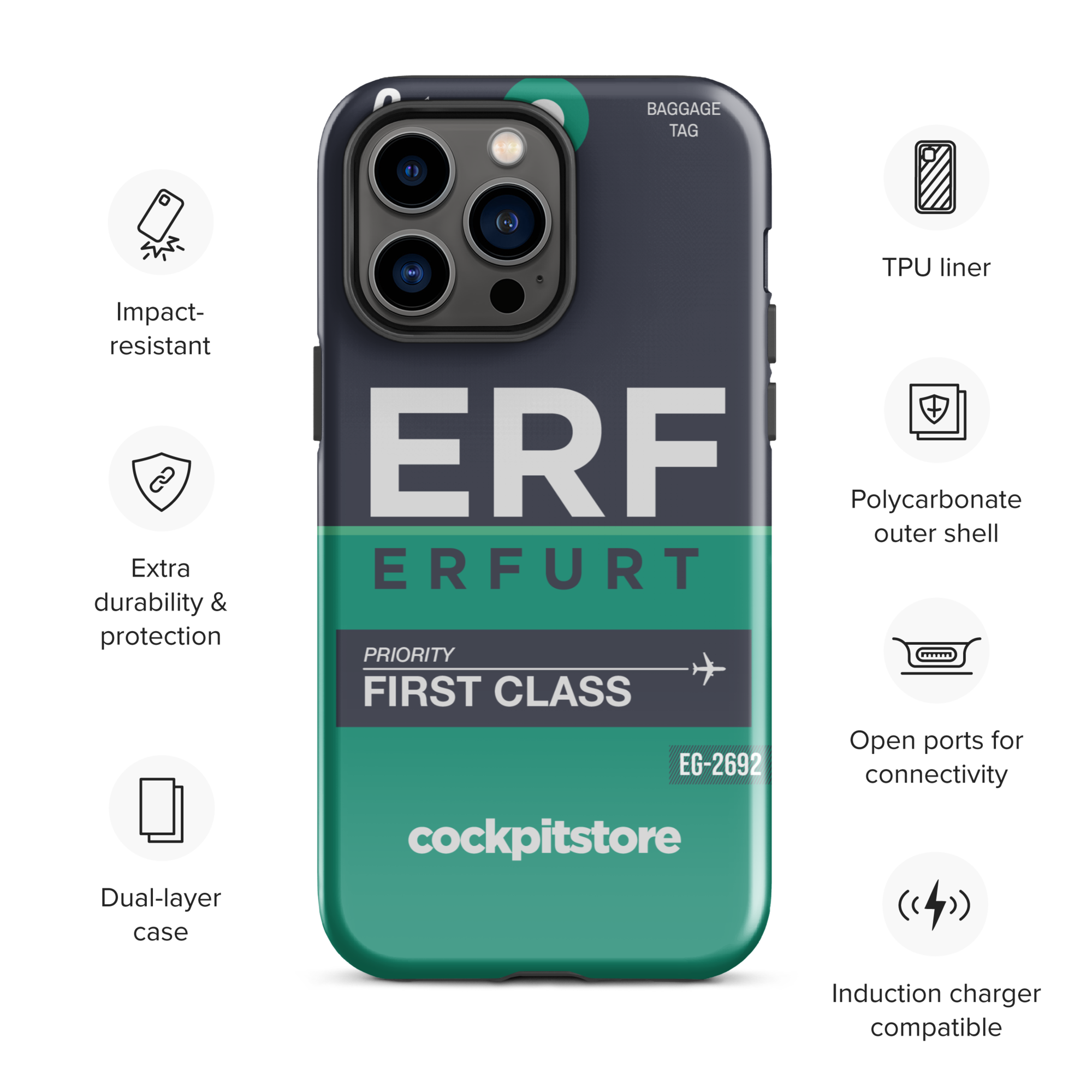 ERF - Erfurt iPhone Tough Case mit Flughafencode