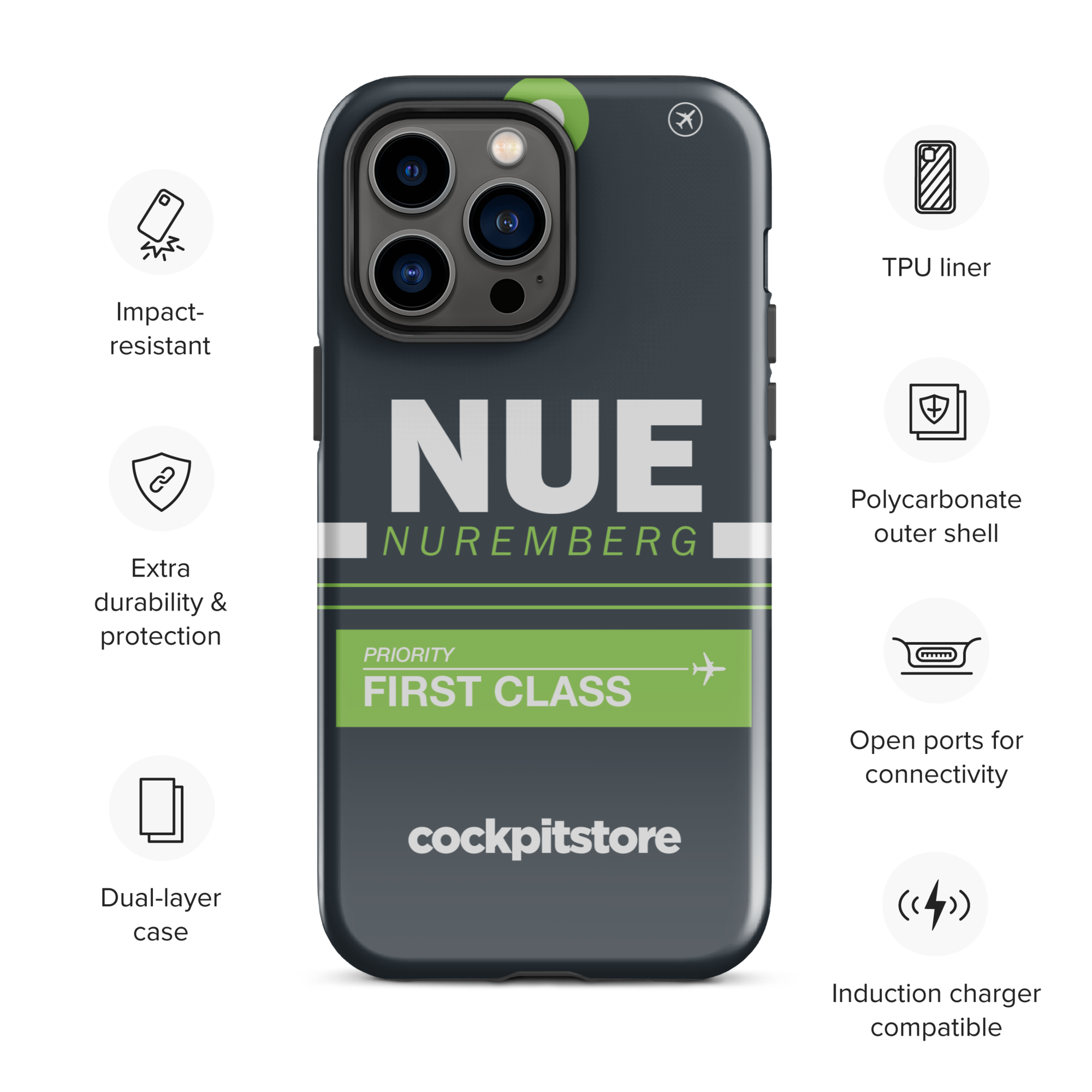 NUE - Nuremberg iPhone Tough Case mit Flughafencode