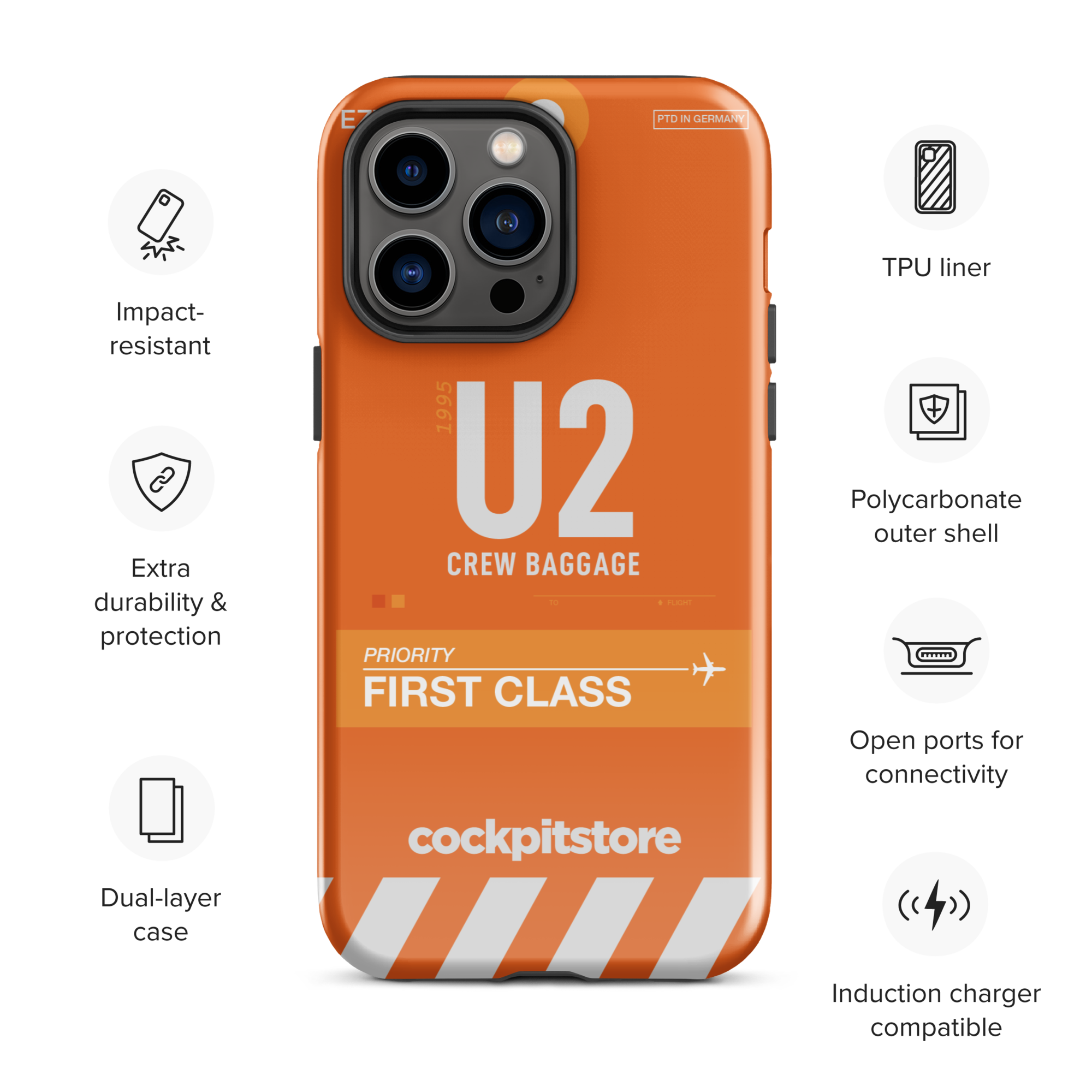U2 iPhone Tough Case mit Flughafencode