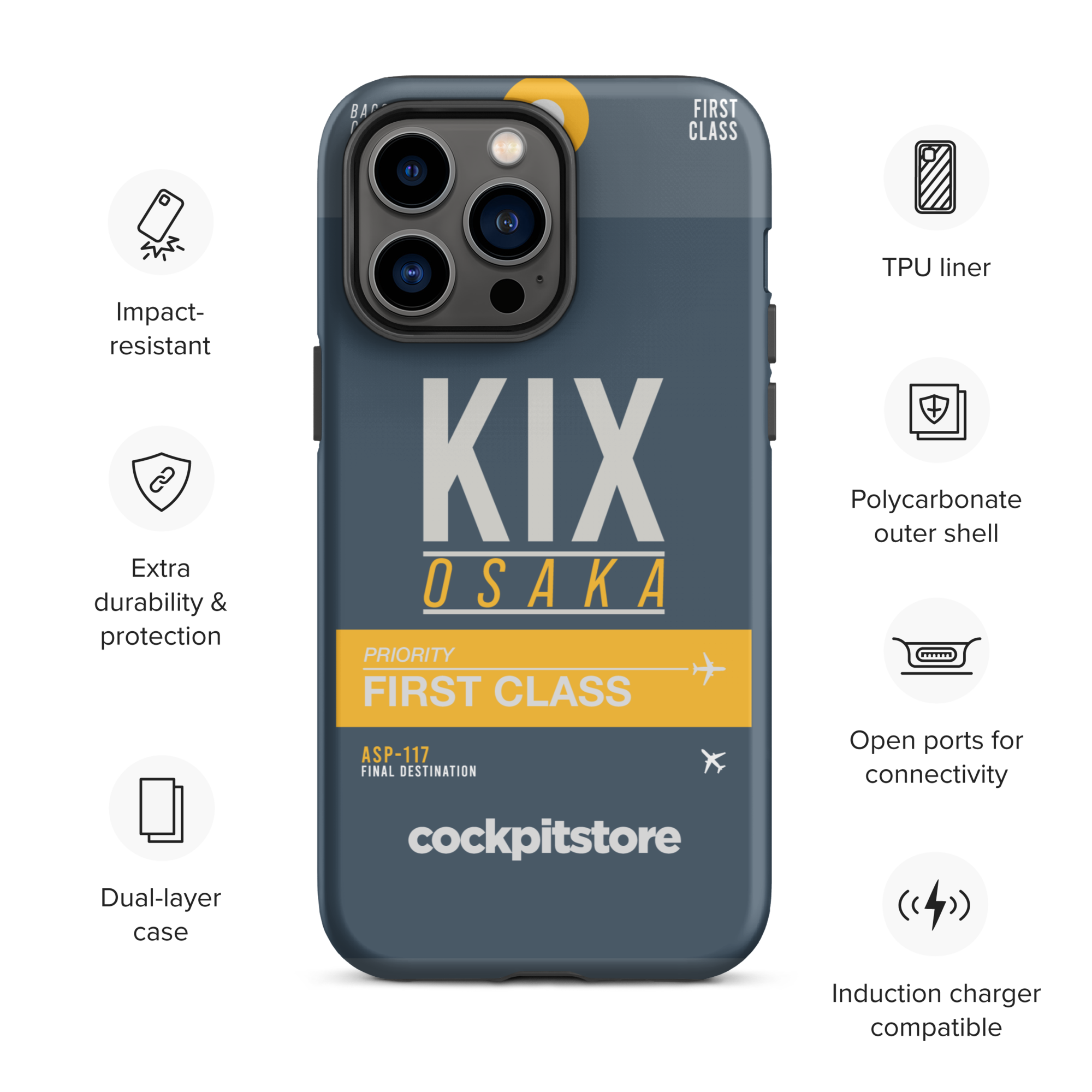 KIX - Osaka iPhone Tough Case mit Flughafencode