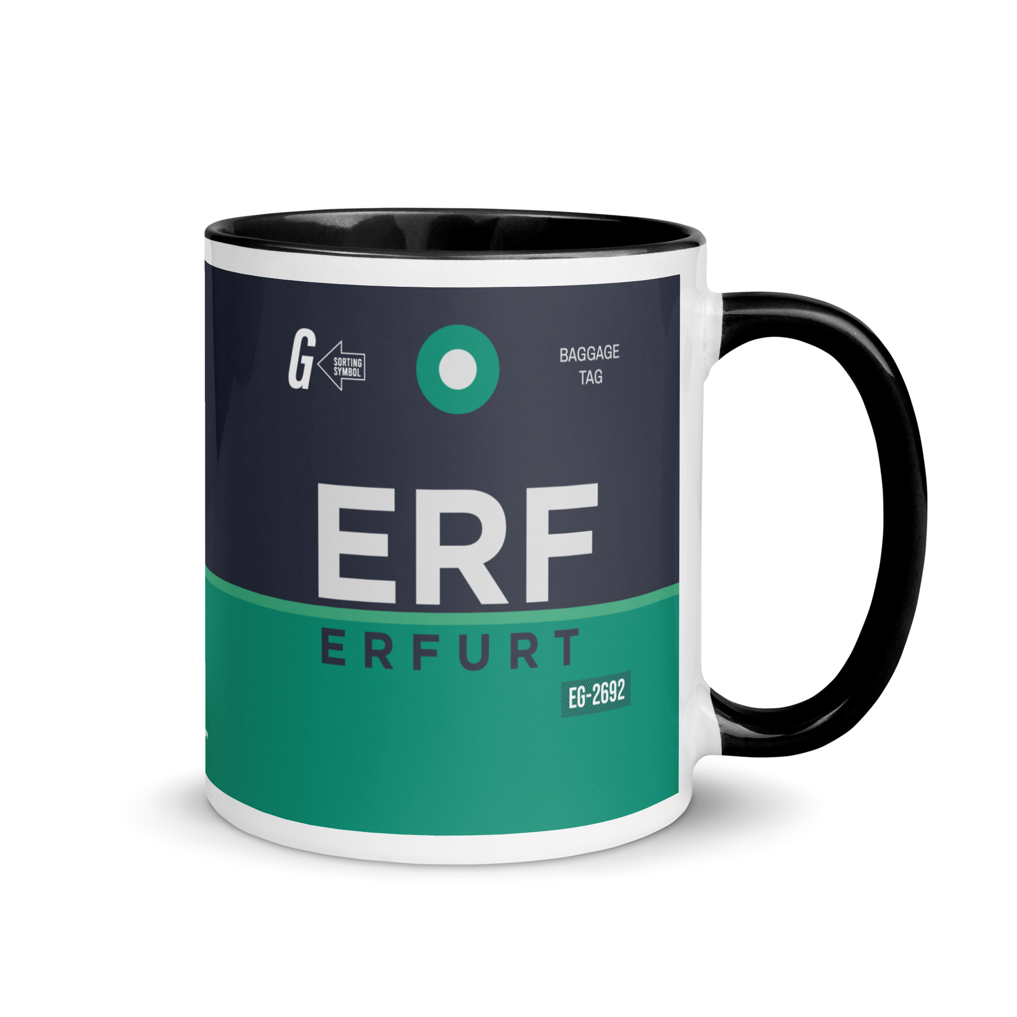 ERF - Erfurt Flughafencode Tasse mit farbiger Innenseite