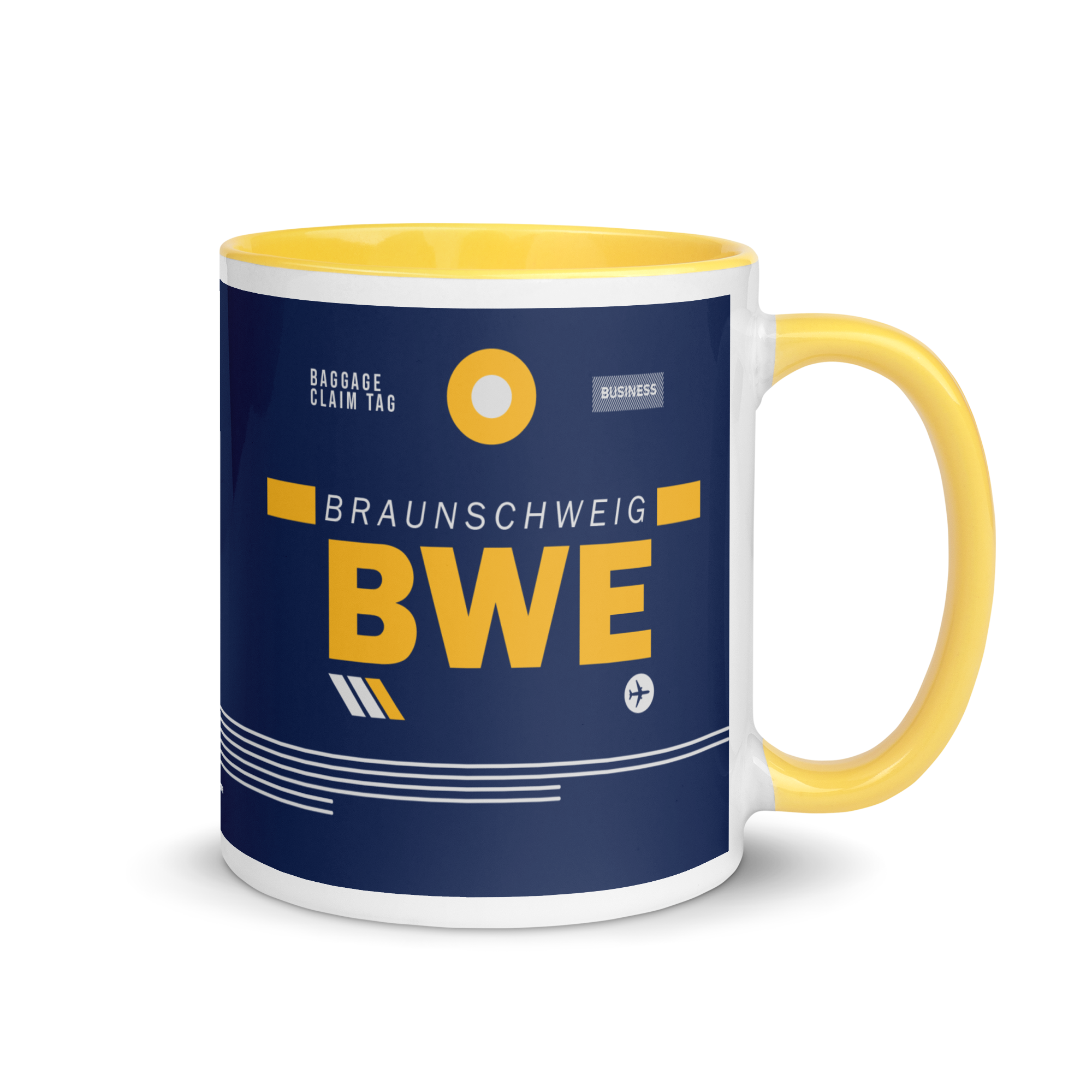 BWE - Braunschweig Flughafencode Tasse mit farbiger Innenseite