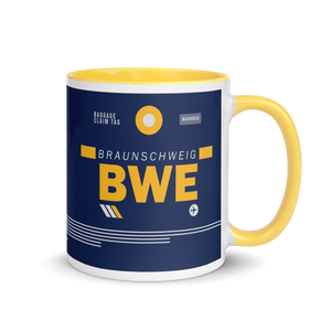 BWE - Braunschweig Flughafencode Tasse mit farbiger Innenseite