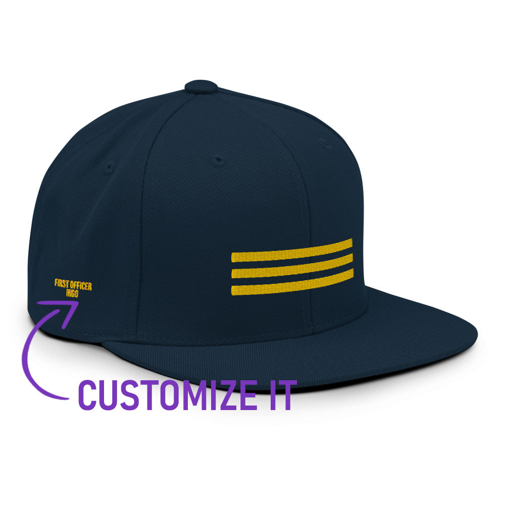 Embroidered snapback navy cap CoPilot - First Officer Cap