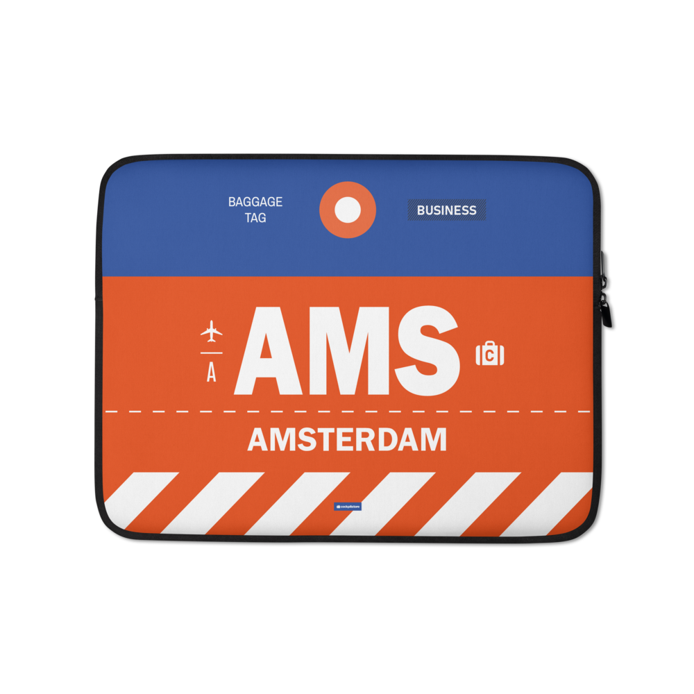 AMS - Amsterdam Laptop Sleeve Bag 13in and 15in with airport code