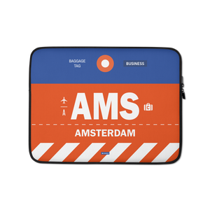 AMS - Amsterdam Laptop Sleeve Tasche 13in und 15in mit Flughafencode