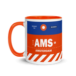 Load image into Gallery viewer, AMS - Amsterdam Airport Code mug with colored interior
