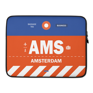 AMS - Amsterdam Laptop Sleeve Tasche 13in und 15in mit Flughafencode