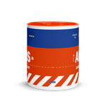 Load image into Gallery viewer, AMS - Amsterdam Airport Code mug with colored interior
