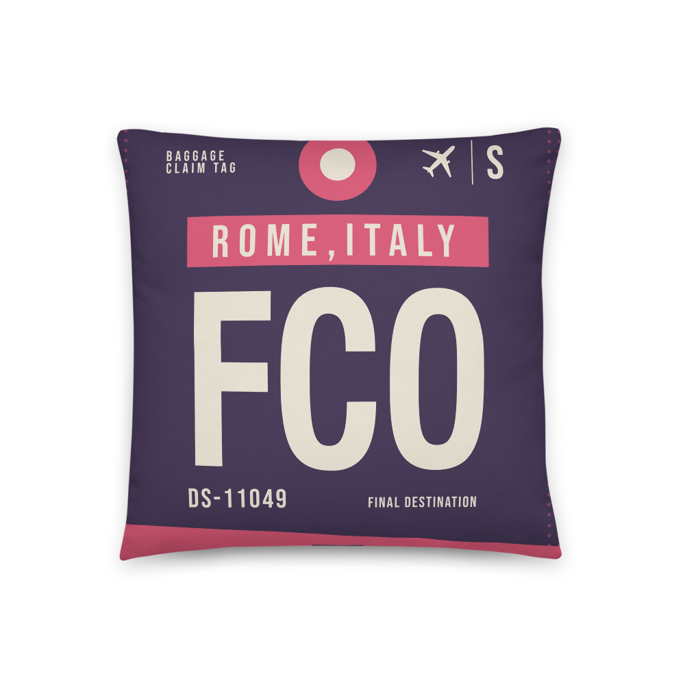 FCO - Rome Airport Code Throw Pillow 46cm x 46cm - Customizable
