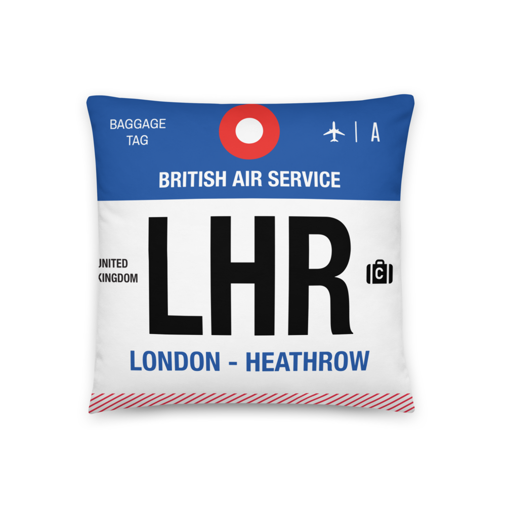 LHR - Flughafen London - Heathrow Code Dekokissen 46 cm x 46 cm - personalisierbar