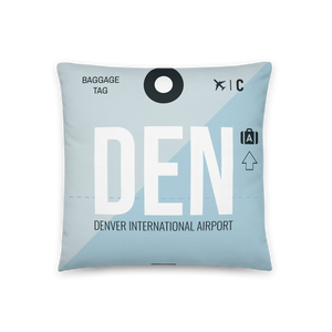 DEN - Denver Airport Code Throw Pillow 46cm x 46cm - Customizable
