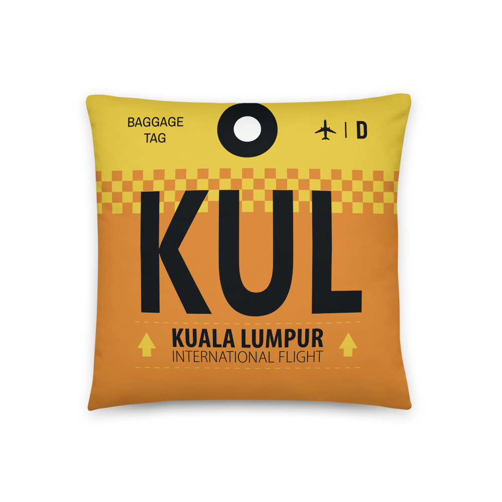 KUL - Kuala Lumpur Airport Code Throw Pillow 46cm x 46cm - Customizable