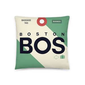BOS - Boston Code Airport Throw Pillow 46cm x 46cm - Customizable